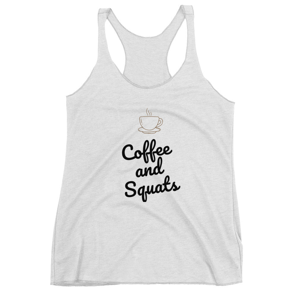 Women's Racerback Tank Coffee and squats